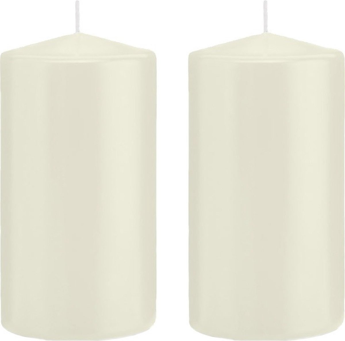Trend Candles Cilinderkaars/stompkaars - 2x - ivoorwit - 8 x 15 cm - 69 branduren - horeca kaarsen
