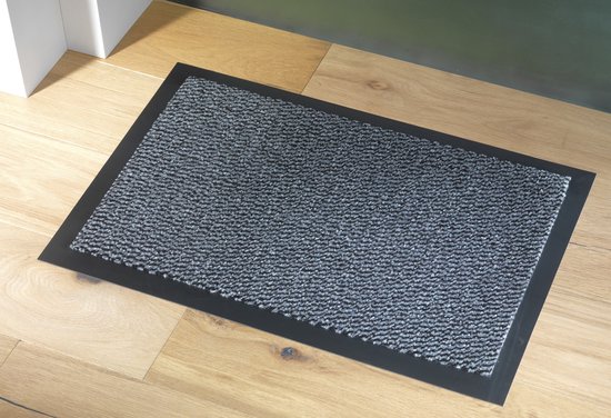 Deurmat/schoonloopmat Faro zwart grijs 40 x 60 cm - Schoonloopmat - Inloopmat