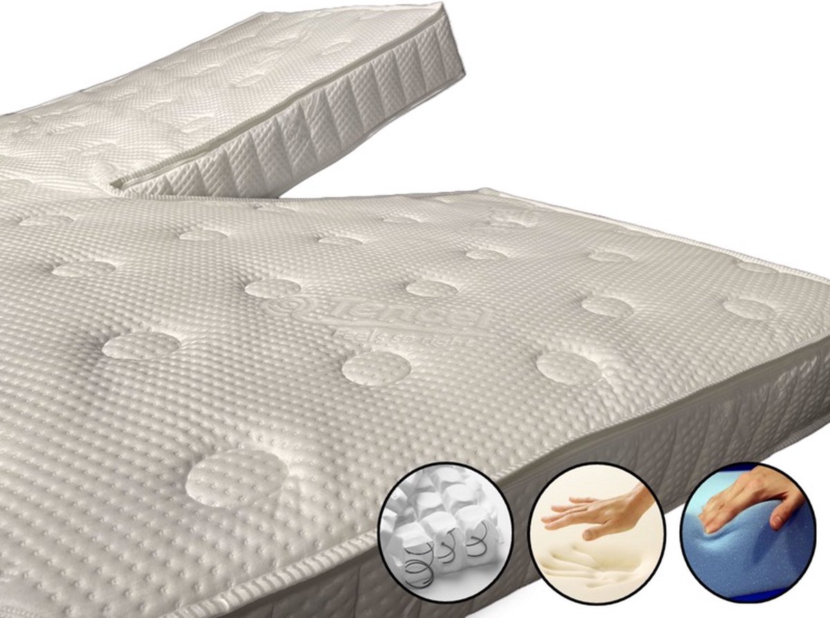 dreambedden Splittopper Momentum Micropocketvering - 160x210 - HR55 Koudschuim & Nasa Traagschuim - ca. 14cm dik - Tencel wit