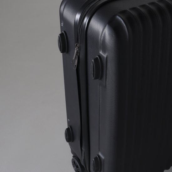 Handbagage koffer 55cm zwart 4 wielen trolley met pin slot reiskoffer valies - Lizzely Garden & Living