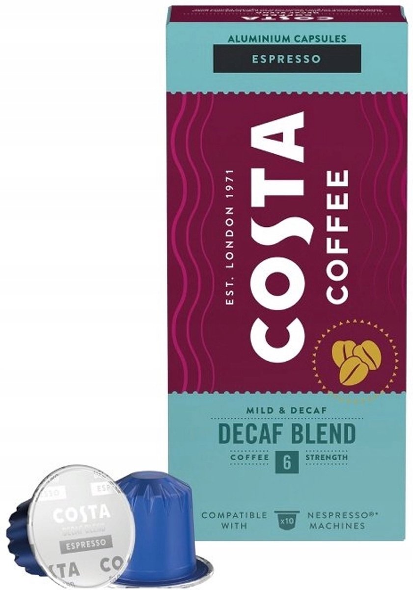 Costa decaf Coffee Decaf Blend capsules, compatibel met Nespresso ESPRESSO / 10 capsules
