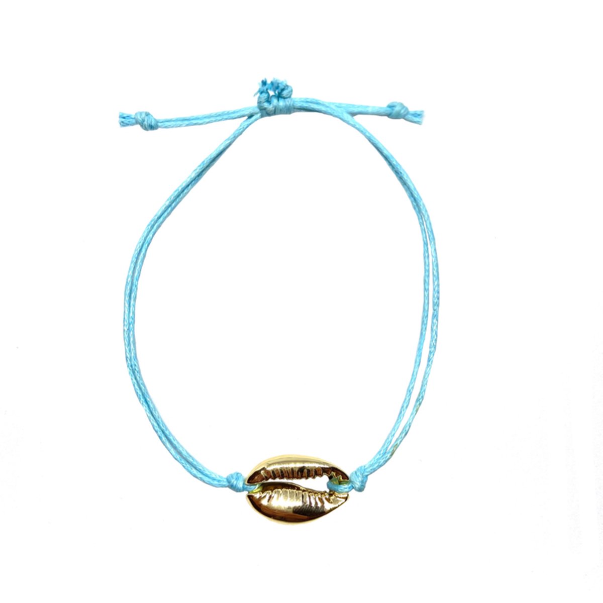 Bracelet with one silver shell - blue