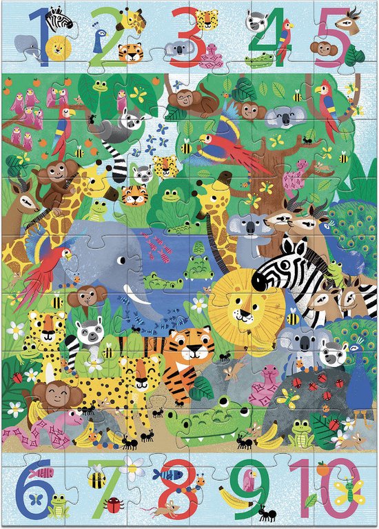 Puzzle Géant 1 à 10 Jungle Djeco Éducatif Enfant