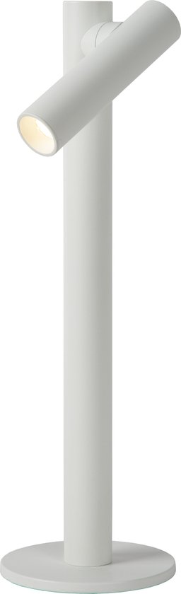 Lucide ANTRIM - Oplaadbare Tafellamp - Accu/Batterij - LED Dimb. - 1x2,2W 2700K - IP54 - Met draadloos oplaadstation - Wit
