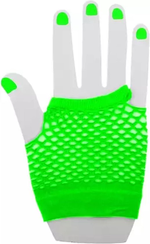 Handschoenen Madia - Neon groen - Acryl - One Size - 1 paar - Feest - Carnaval - Madonna - Fout feestje - Fitness - Skate party