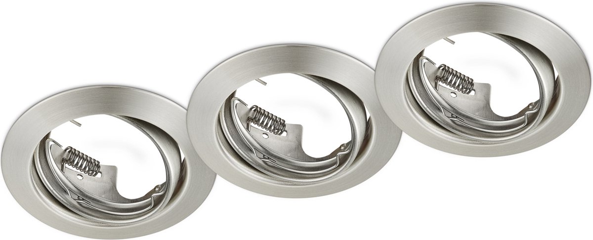 TRIO JURA - Inbouwspot - Nikkel mat - excl. 3x GU10 3 W - Zwenkbaar - Plafondbevestiging - rond