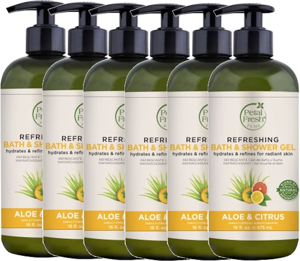 PETAL FRESH - Bath & Shower Gel Aloe & Citrus - 6 Pak - Voordeelverpakking