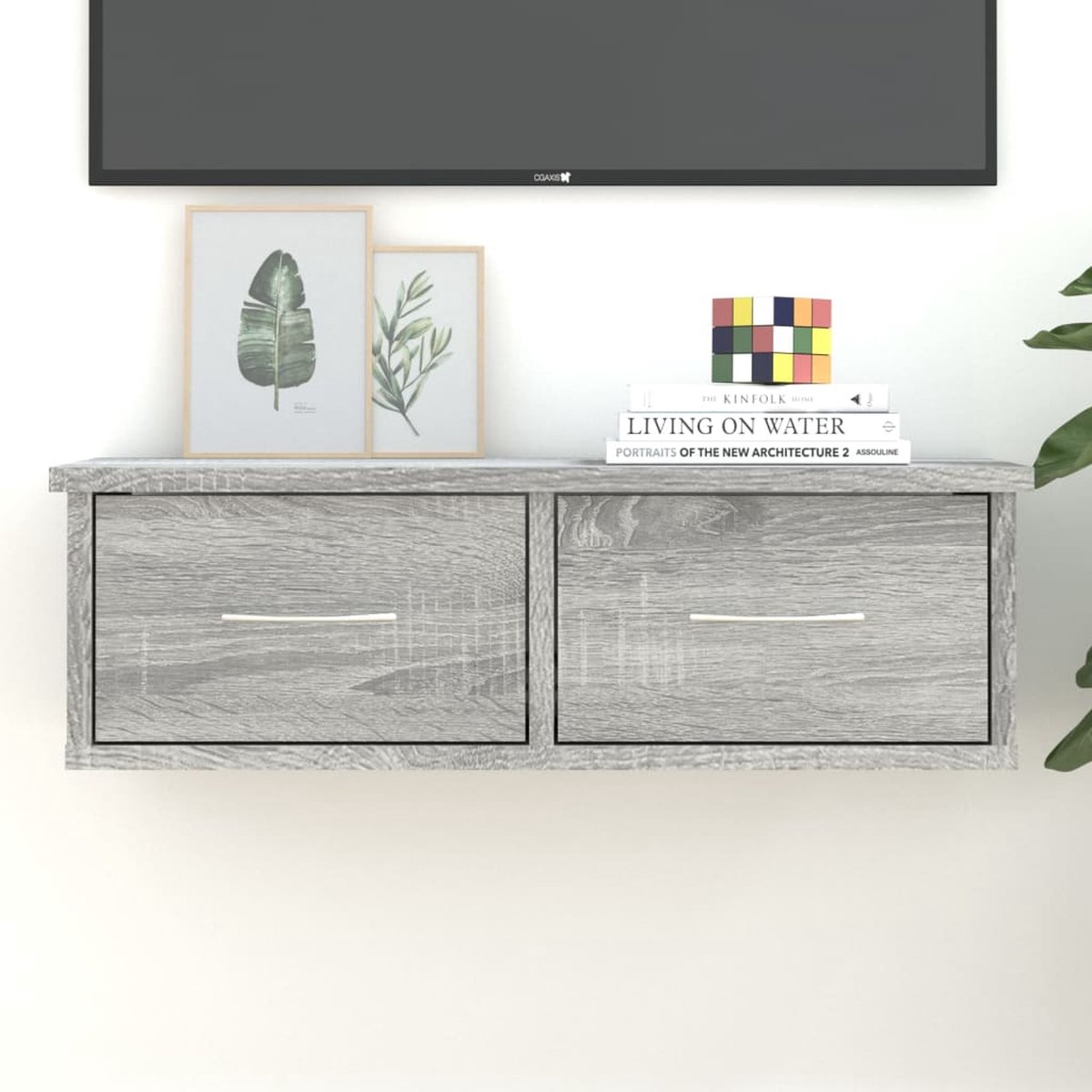 Prolenta Premium - Tv-wandmeubel 60x26x18,5 cm bewerkt hout grijs sonoma eiken