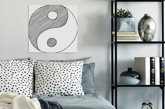 Une illustration d'une toile du logo Yin et Yang esquissée 50x50 cm - Tirage photo sur toile (Décoration murale salon / chambre)