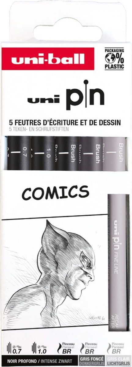 Uni Pin comics set 5 stuks - Fineliner set voor het tekenen van Comics