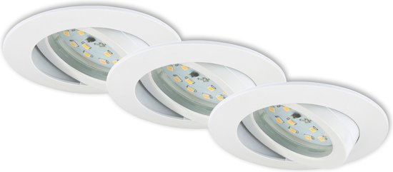 Briloner Leuchten - LED-inbouwlampen, set van 3, dimbaar, elk 6,5 3.000