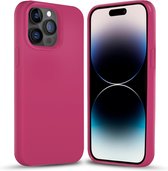 Coverzs Solid silicone case geschikt voor Apple iPhone 14 Pro (rosé) - iPhone 14 Pro hoesje rosé - iPhone 14 Pro case geschikt voor Apple - Luxe siliconen hoesje met 3-laags bescherming