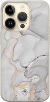 Casimoda® hoesje - Geschikt voor iPhone 14 Pro - Marmer Grijs - Siliconen/TPU telefoonhoesje - Backcover - Marmer - Grijs