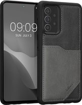 kalibri telefoonhoesje geschikt voor Samsung Galaxy A52 / A52 5G / A52s 5G - Back cover synthetisch leer met pashouder - In grijs / lichtgrijs
