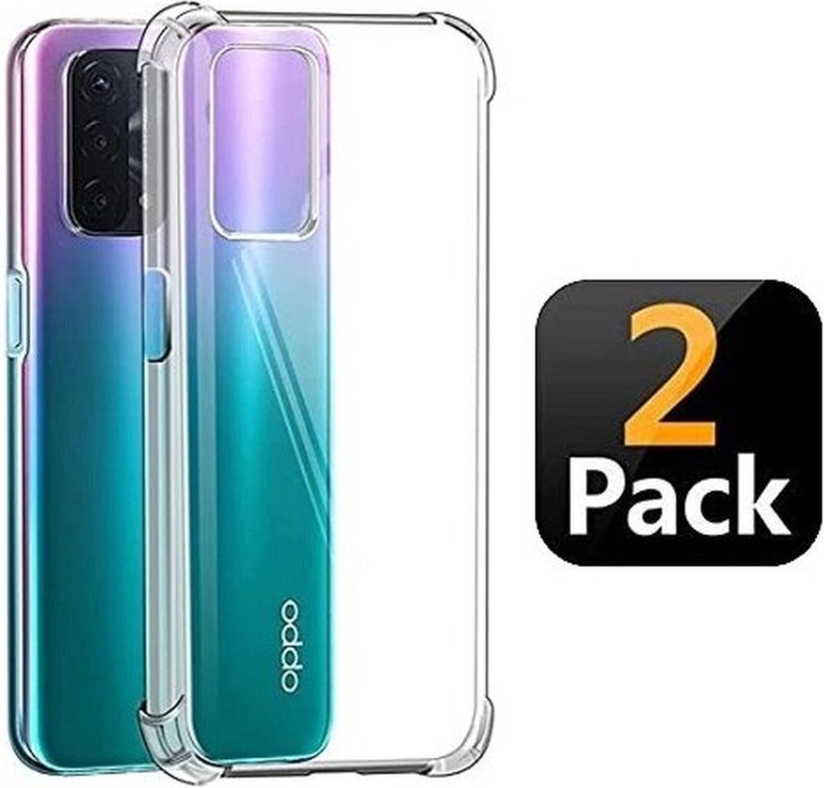 Oppo A74 4G Hoesje Siliconen TPU Transparant 2x