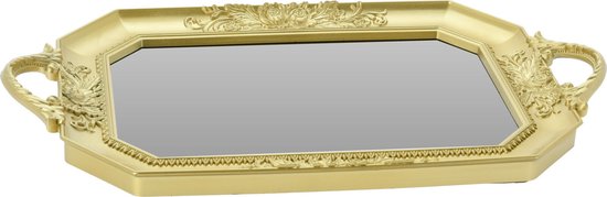 Excellent Houseware Dienblad/kaarsplateau - met spiegelbodem - goud