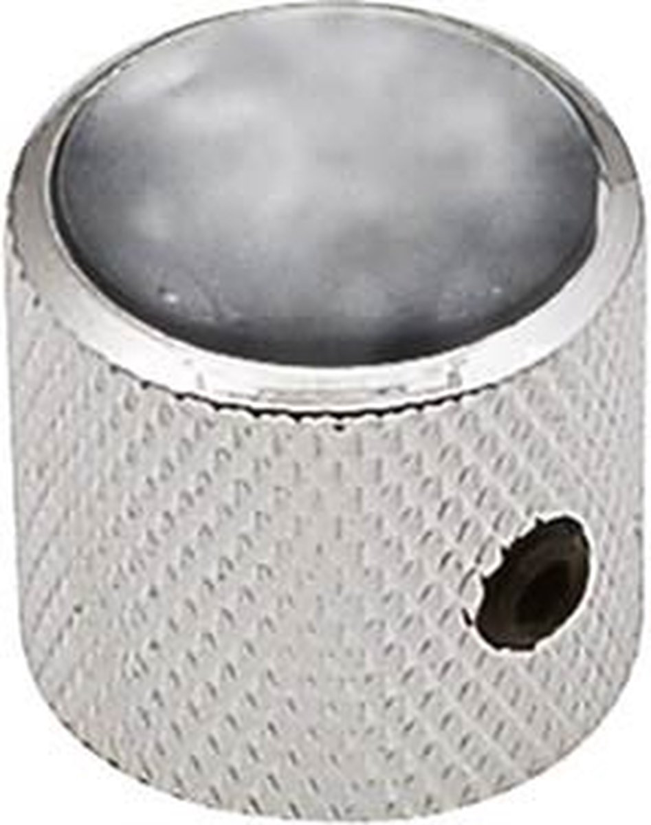 dome knob with black pearl inlay, 18x18mm with set screw, nickel