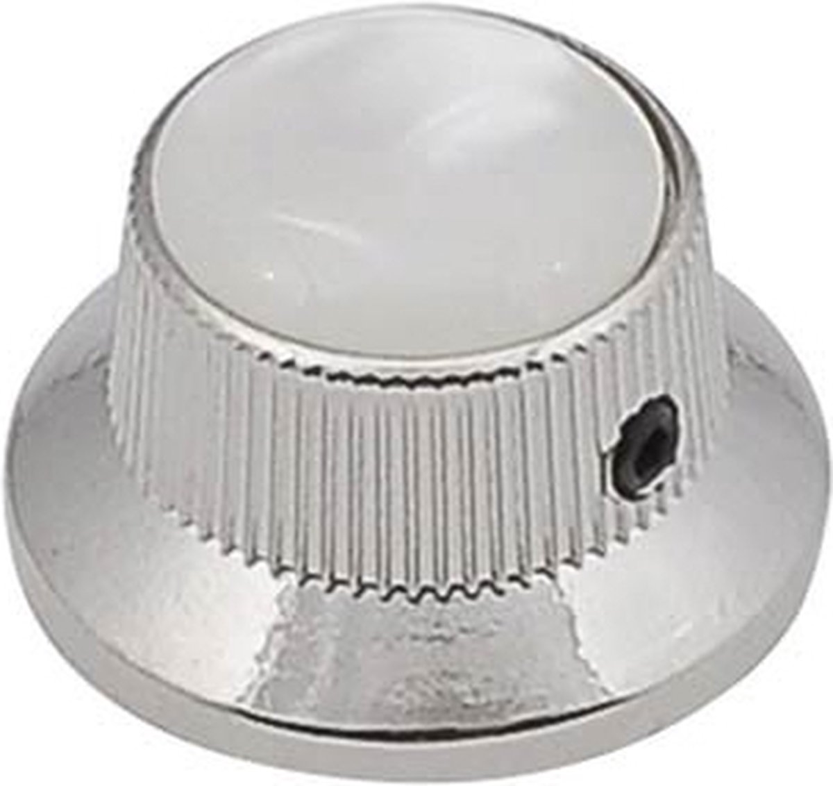 bell knob with pearloid inlay, nickel