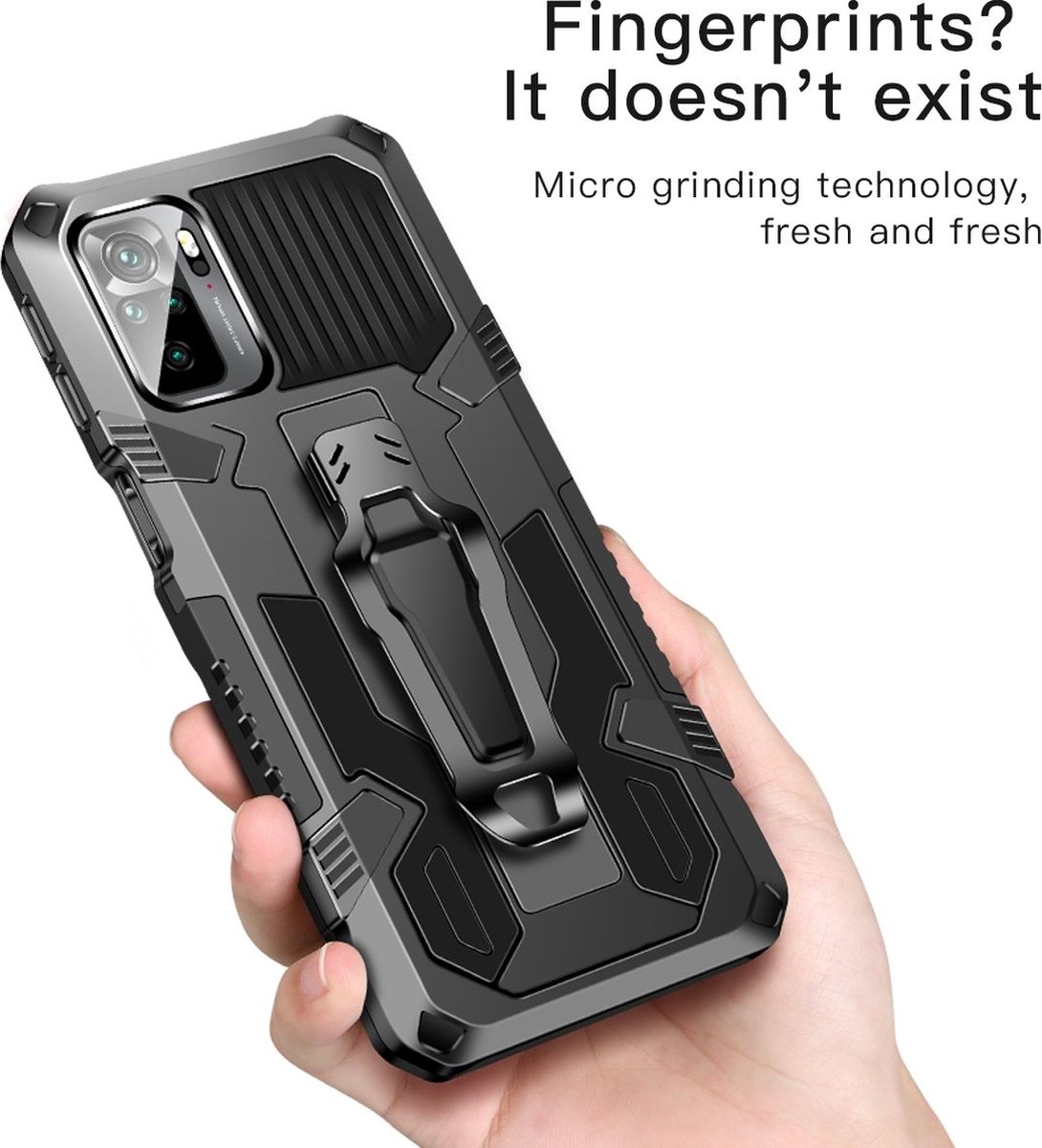 Mobigear Hoesje geschikt voor Realme C21 Telefoonhoesje Hardcase | Mobigear Armor Stand Backcover Shockproof met Standaard | Schokbestendig C21 Telefoonhoesje | Anti Shock Proof - Blauw