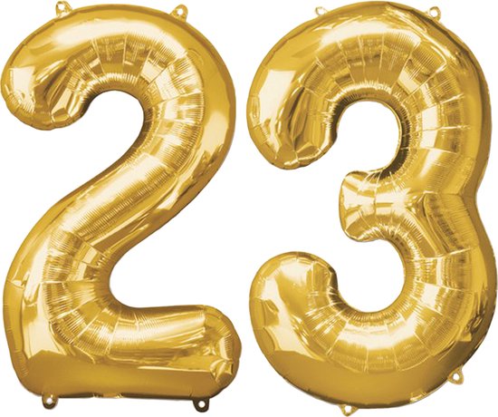 Versiering 23 Jaar Ballon Cijfer 23 Verjaardag Versiering Folie Helium Ballonnen Feest Versiering XL Formaat Goud - 86Cm