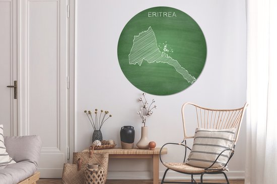 Illustration de l'Érythrée sur un tableau noir Cercle mural aluminium ⌀ 120 cm - tirage photo sur cercle mural / cercle vivant / cercle jardin (décoration murale) XXL / Groot format!