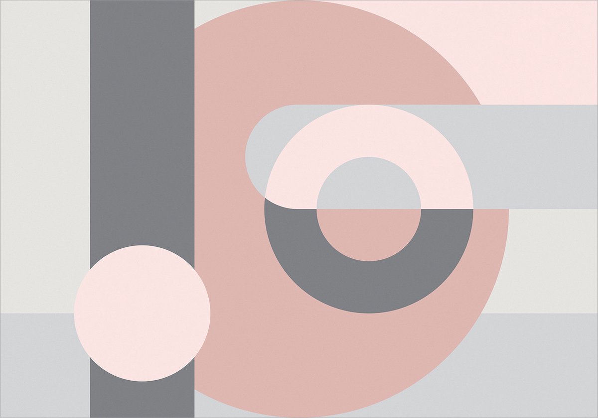Fotobehangkoning - Behang - Vliesbehang - Fotobehang - Geometric Wreath (Pink) - 400 x 280 cm