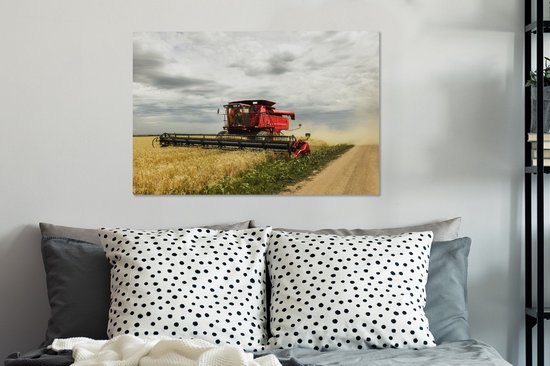 Toile Peinture Amérique - Tracteur - Nourriture - 90x60 cm - Décoration murale