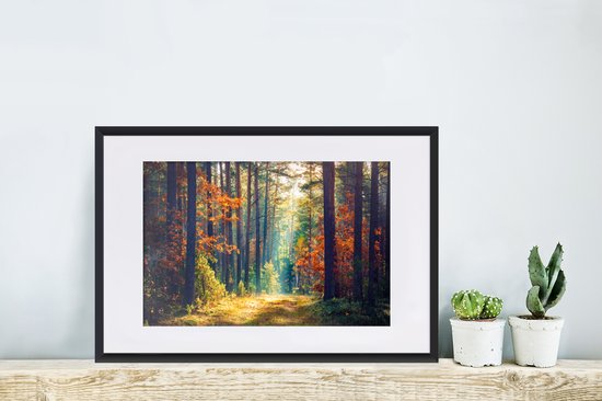 PosterMonkey - Cadre photo - Forêt - Feuilles - Nature - Automne - Affiche - Cadre - 60x40 cm - Cadre pour affiche - Affiche forêt - Cadre photo - Affiche nature - Décorations de Noël de Noël pour intérieur - Noël