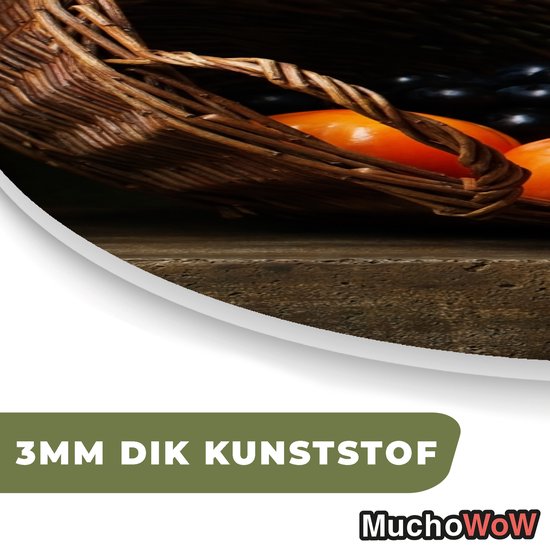 Ovale mural - Ovale mural - Décoration murale en plastique - Peinture ovale - Rustique - Fruits - Canette - Panier - Nature morte - 40x60 cm - Forme miroir ovale sur plastique