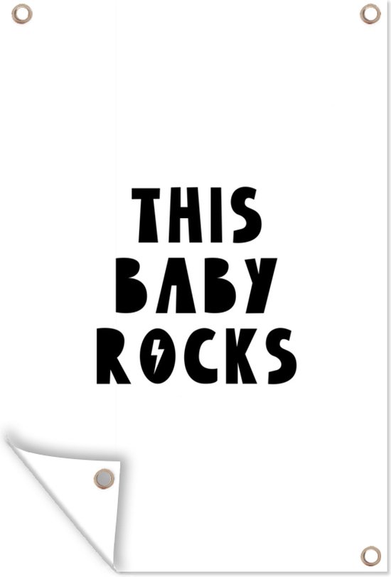 Affiche jardin - Toile jardin - Posters de jardin extérieur - Citations - This baby rocks - Bébé - Enfants - Dictons - 80x120 cm - Jardin