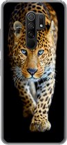 Geschikt voor Xiaomi Redmi 9 hoesje - Luipaard - Dieren - Portret - Wilde dieren - Zwart - Siliconen Telefoonhoesje