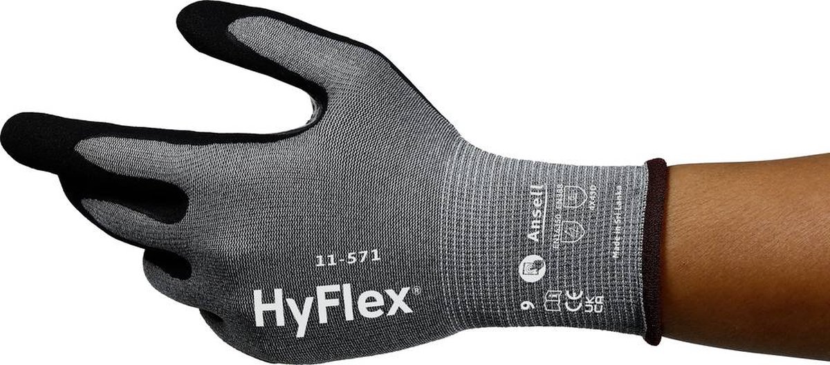 Ansell HyFlex 11571R070-1P Werkhandschoen Nitril Maat (handschoen): 7 EN 21420:2020 1 paar