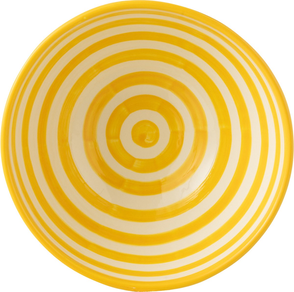 J-Line kom Granada Stripes High - keramiek - wit/geel - large - Ø 28 cm
