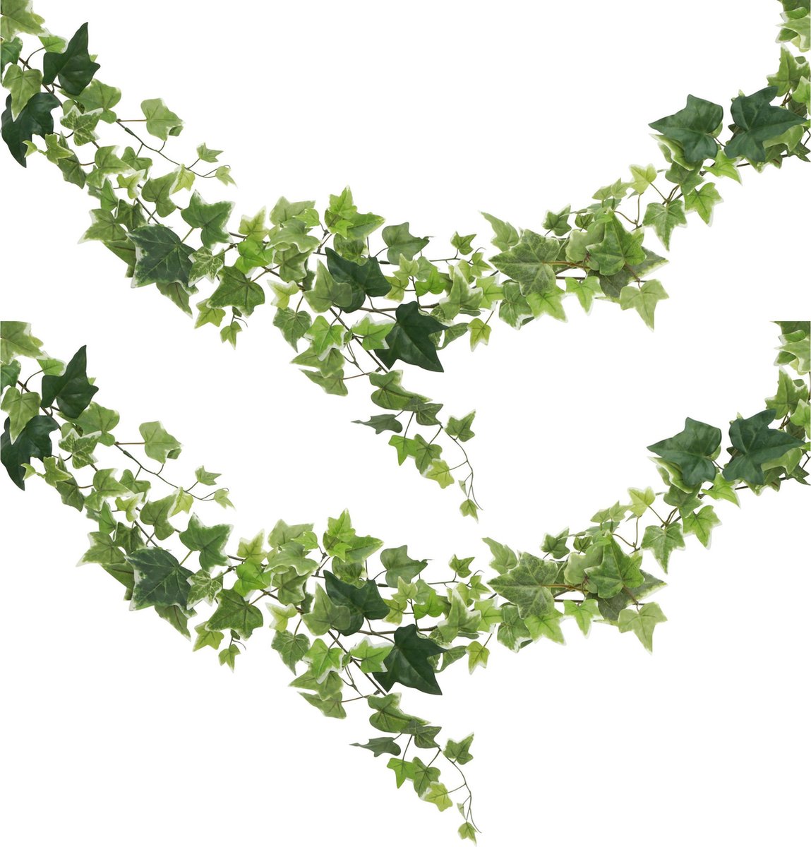Chaks kunstplant/hangplant slinger - 2x - Klimop/hedera - groen - 180 cm - lang - planten guirlandes