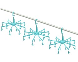 Droogcarrousel/droogmolen blauw met 18 knijpers 48 cm - 3x - Droogrek/Droogmolen/Wasrekje