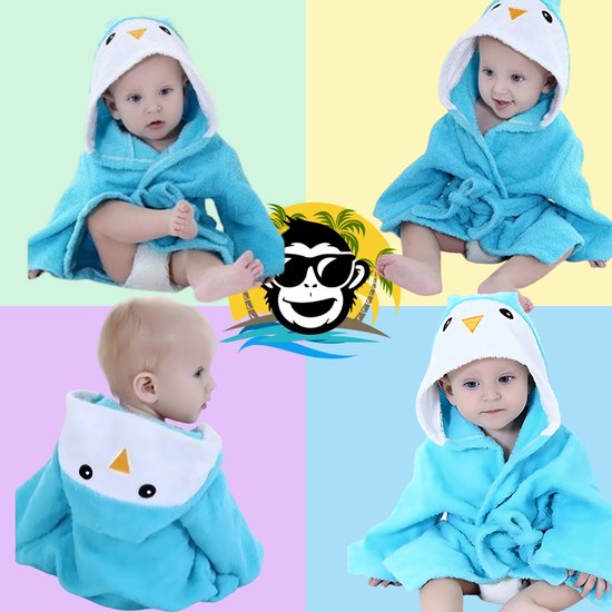 BoefieBoef Vogel Kinder Badjas Baby & Peuter 0-2 Jaar (0-85 cm) - Zacht Katoen Badstof met Dieren Capuchon - Absorberende Ochtendjas Handdoek voor Jongen & Meisje - Zwemles, Carnaval, Verjaardag & Kraamcadeau - Perfect na Bad & Zwemmen - Blauw van Merkloos — afbeelding 5