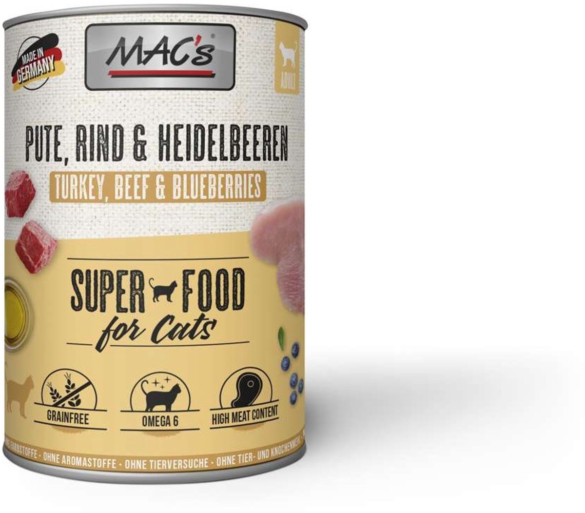 MAC's CAT - blik 6x400g - kalkoen, rundvlees & bosbessen