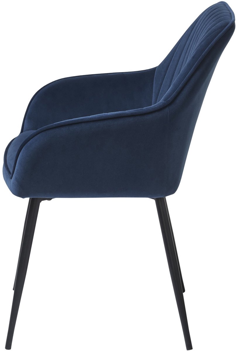 Giga Living Eetkamerstoel Nolan Stripe - Blauw Velvet - Set van 2