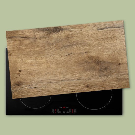 KitchenYeah® Protection plaque induction 91.6x52.7 cm - Marron - Motif bois - Protege plaque de cuisson - Couvre plaque induction - Protecteur d'induction - Cuisine