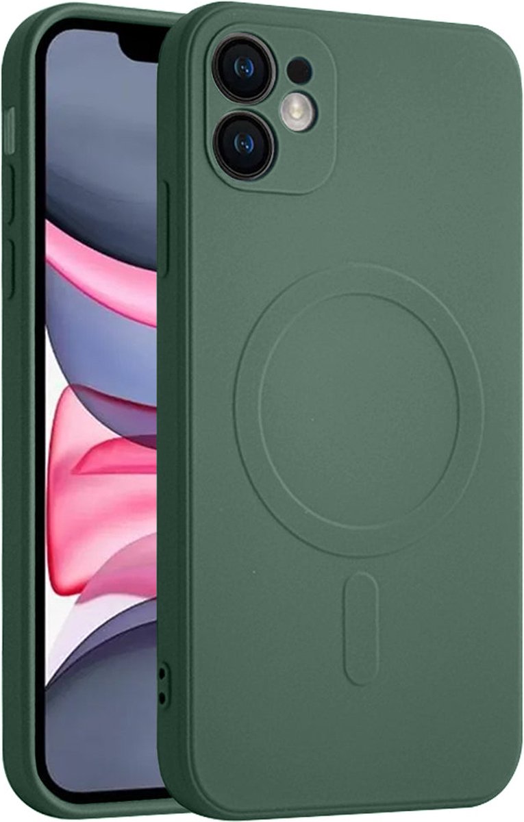 Casify Siliconen Hoesje geschikt voor MagSafe iPhone 11 Hoesje - Legergroen