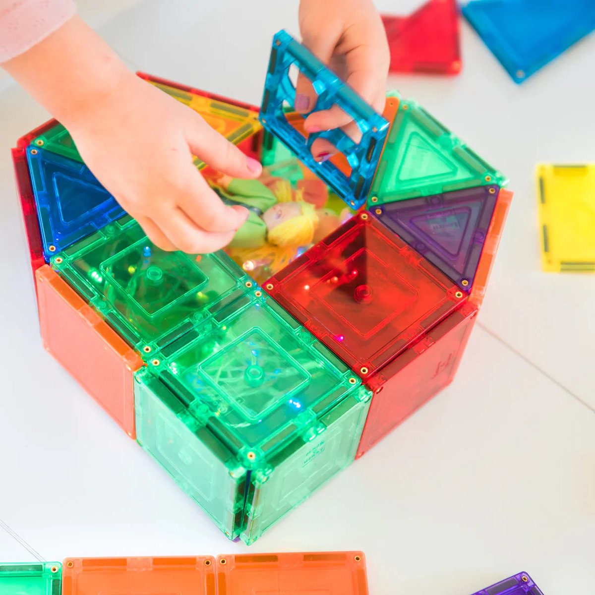 Learn & Grow - Magnetische Tegels - Basispakket - 64 Stuks - Magnetische Bouwstenen - Bouwpakket