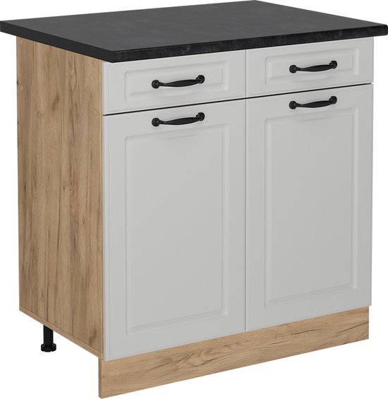 Vicco Hoekkast R-Line, Blauw-grijs/Krachtige eik goud, 86 cm zonder