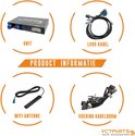 Productinformatie toont een unit, LVDS kabel, wifi antenne en voedingskabelboom.