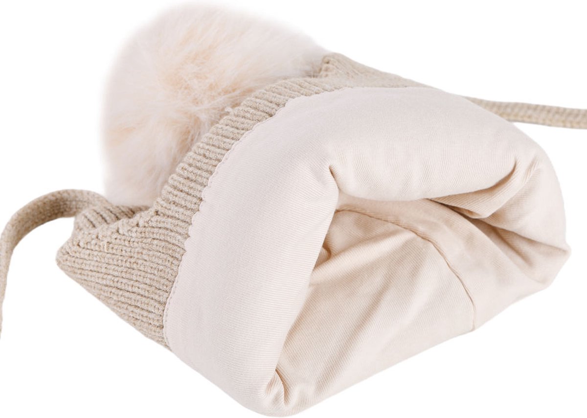 Decopatent - Muts Kind - Kinder muts met pompon - 6 Maanden t/m 6 jaar - Maat 48/52 - Kindermutsen Jongens & Meisjes - Gebreide Muts met Binnenvoering - Muts Baby / Peuter / Kleuter - Wintermuts - Kleur: Beige — cadeau in Mode & Accessoires - foto 3
