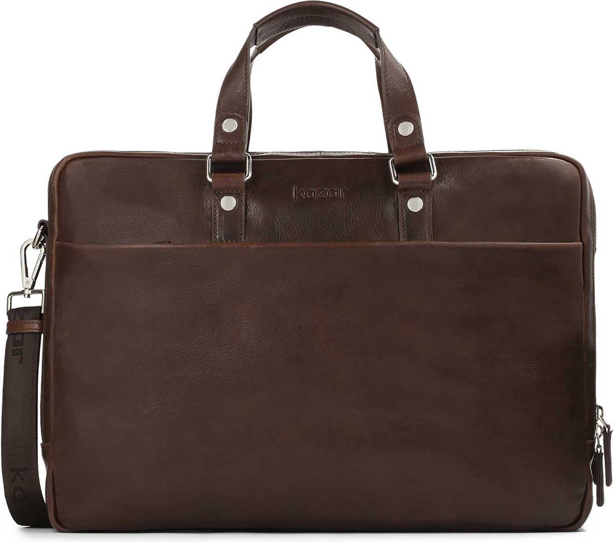 Large brown leather hand bag with aged effect