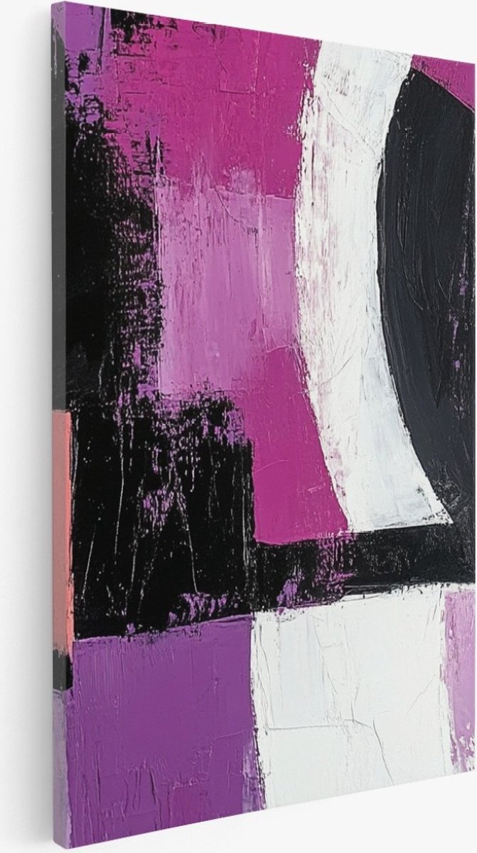 Saammp Canvas Schilderij - Paars wit - Abstract kunstwerk - 40x60 - Foto op canvas - Wanddecoratie - Muurdecoratie Woonkamer - Slaapkamer decoratie - Canvas Print Multicolor