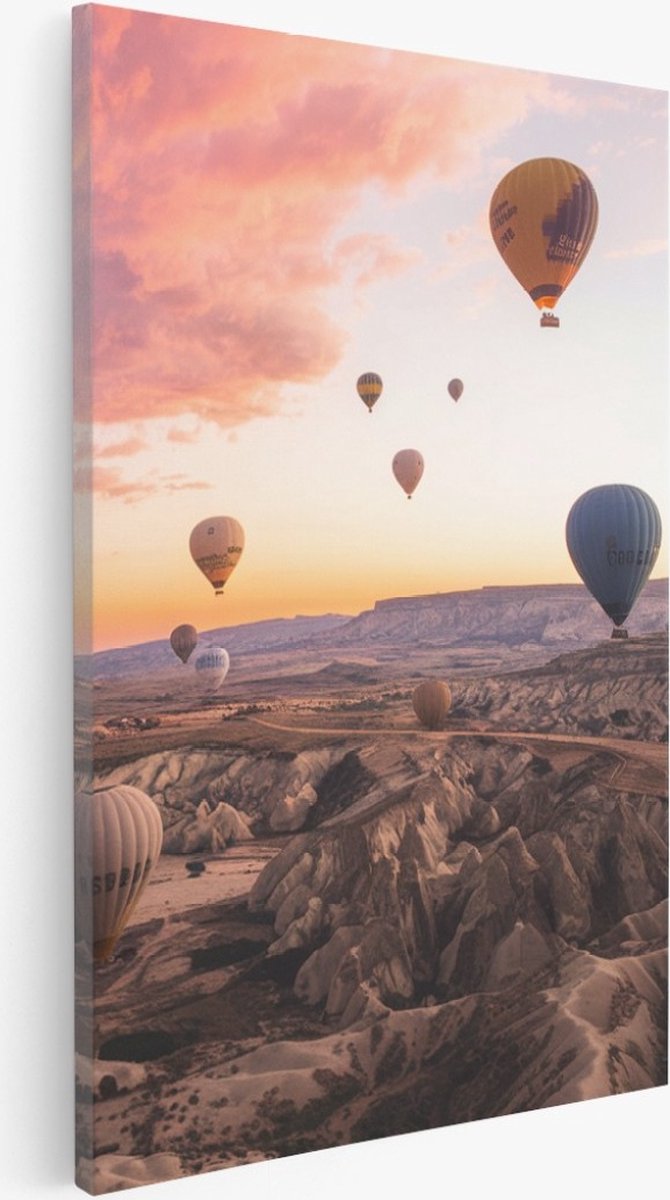 Saammp Canvas Schilderij - Cappadocia - Natuur - Landen - 80x120 - Foto op canvas - Wanddecoratie - Muurdecoratie Woonkamer - Slaapkamer decoratie - Canvas Print Multicolor