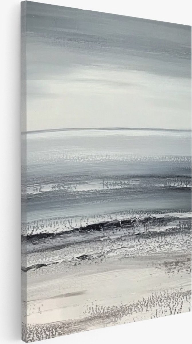 Saammp Canvas Schilderij - Grijs - minimalistisch - Landschap - Abstract kunstwerk - 75x100 - Foto op canvas - Wanddecoratie - Muurdecoratie Woonkamer - Slaapkamer decoratie - Canvas Print Multicolor