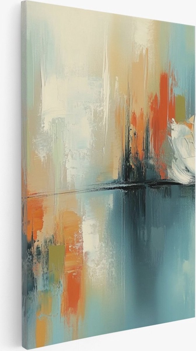 Saammp Canvas Schilderij - Minimalisitsch gekleurd - Abstract kunstwerk - 75x100 - Foto op canvas - Wanddecoratie - Muurdecoratie Woonkamer - Slaapkamer decoratie - Canvas Print Multicolor