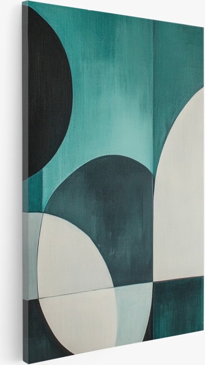 Saammp Canvas Schilderij - blauw cirkelvormig - Abstract kunstwerk - 60x90 - Foto op canvas - Wanddecoratie - Muurdecoratie Woonkamer - Slaapkamer decoratie - Canvas Print Multicolor